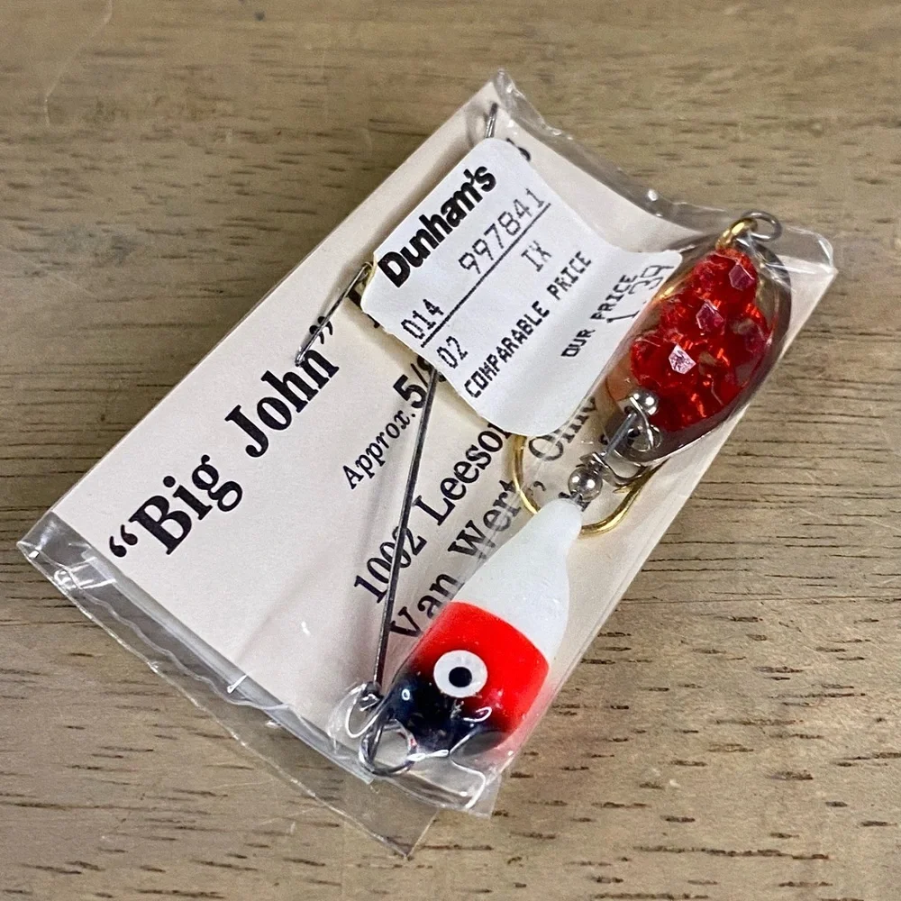 VINTAGE BIG JOHN WALLEYE SPINNER 3/4oz Fire Red Black Nose‎